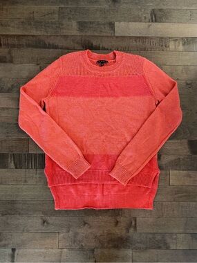 Theory Alpaca/Silk blend Coral Striped High-Low Sweater - Size Small